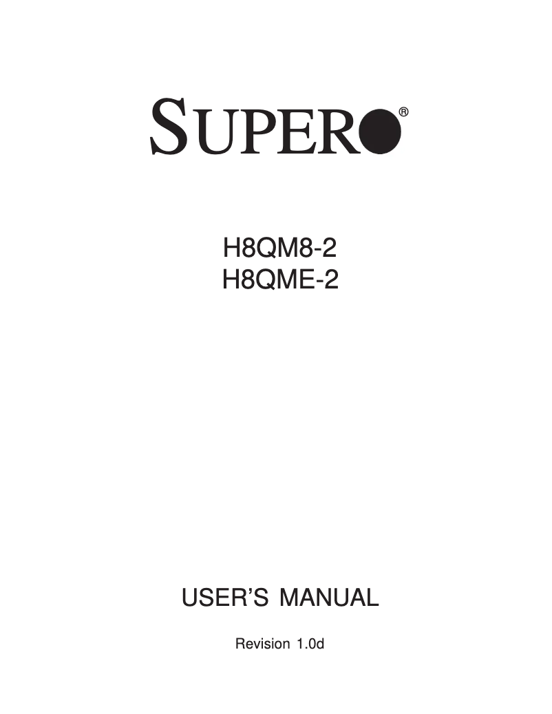 Page n°1 - Manuel utilisateur Supermicro H8QME-2