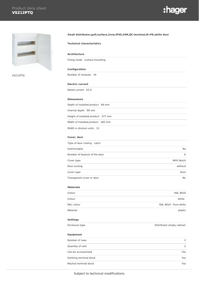 Image de la première page du manuel de l'appareil VS212PTQ