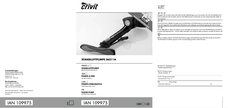 Page 1 de la notice Manuel utilisateur Crivit 26211A