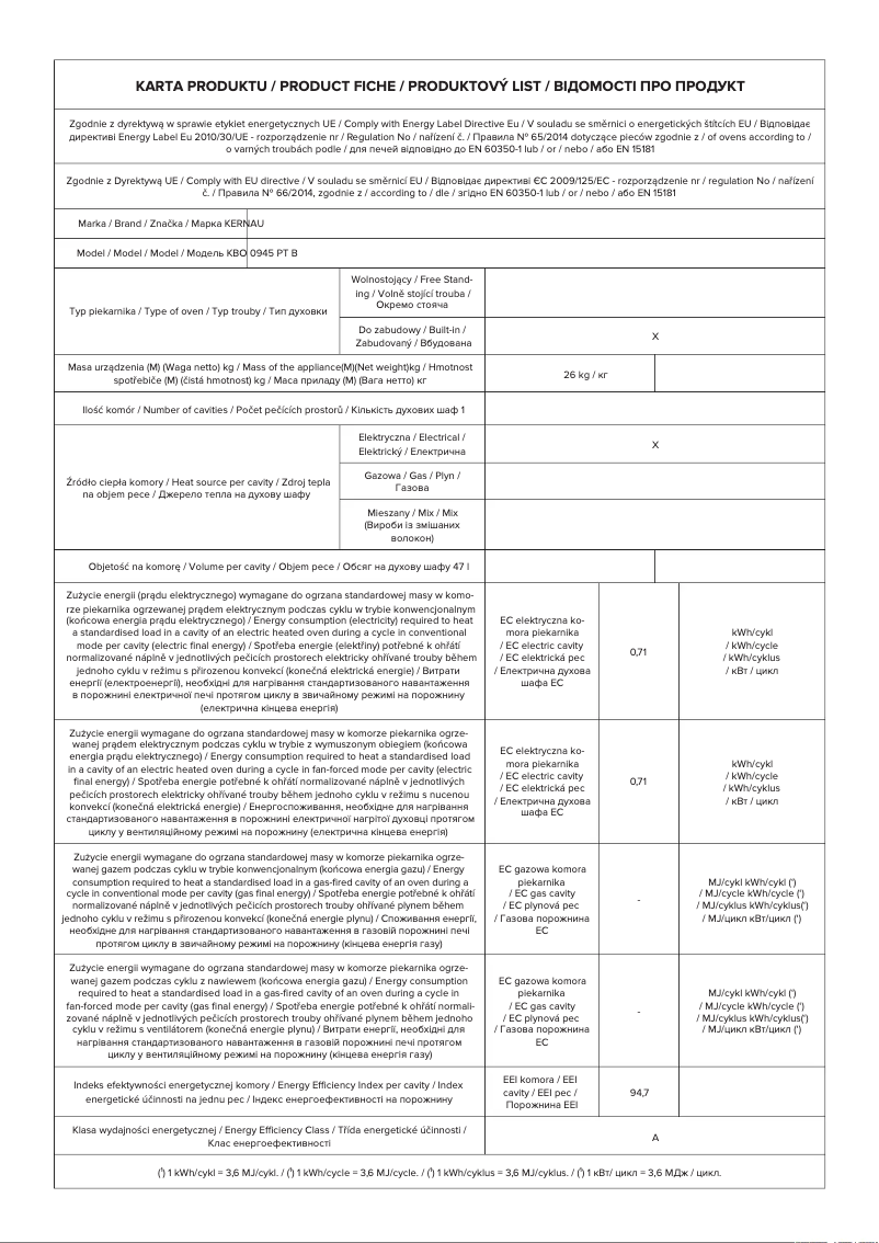 Image de la première page du manuel de l'appareil KBO 0965 SK X