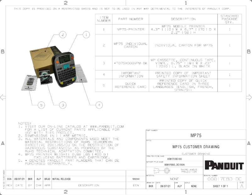 Image de la première page du manuel de l'appareil MP75