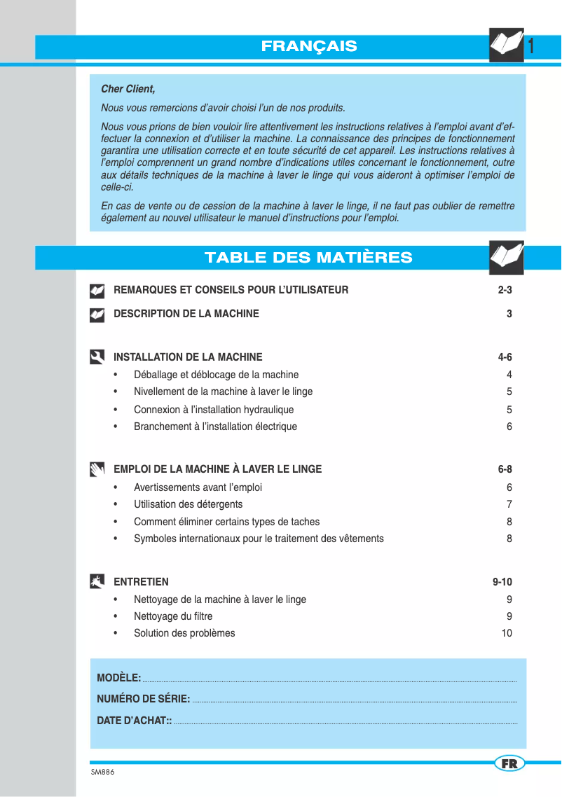Page 1 de la notice Manuel utilisateur Ardo A6000X