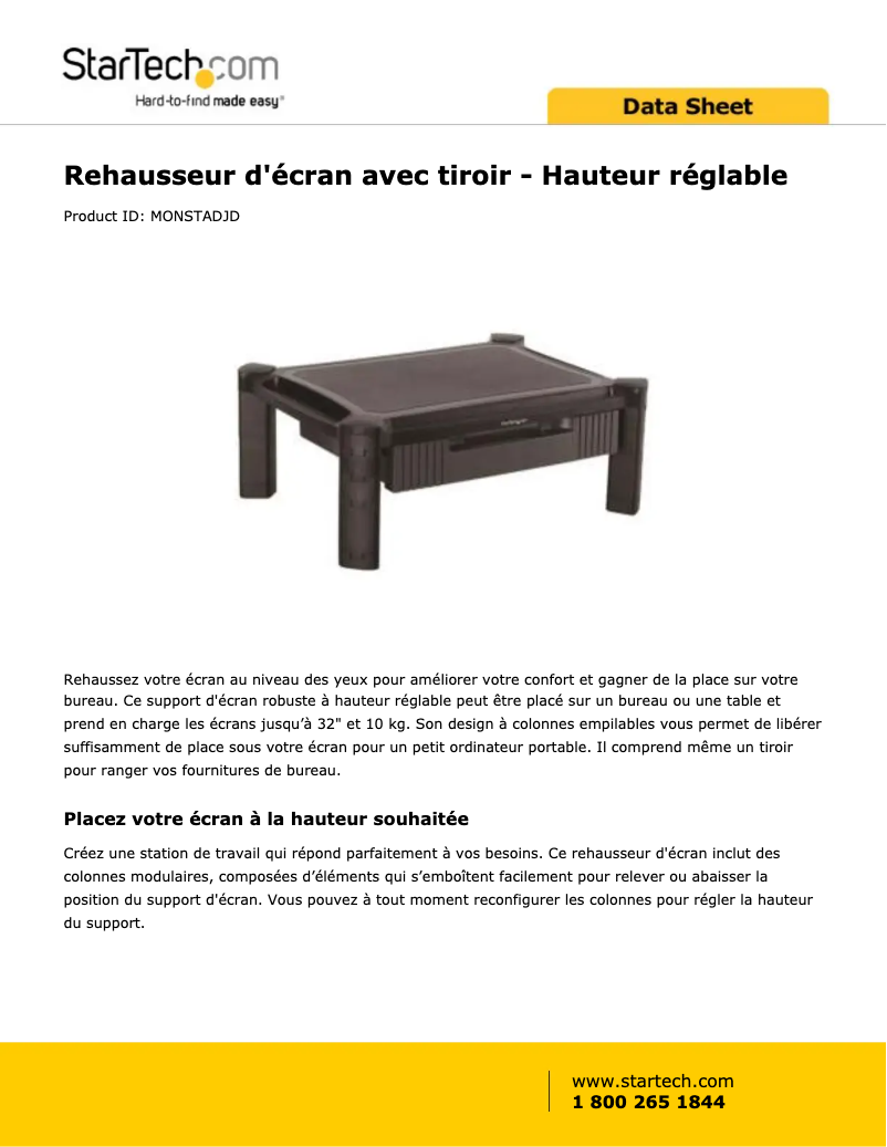 Page 1 de la notice Manuel utilisateur StarTech.com MONSTADJD