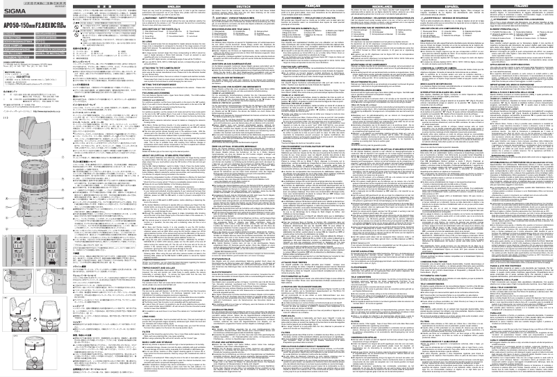 Page 1 de la notice Manuel utilisateur Sigma APO 50-150mm F2.8 EX DC OS HSM