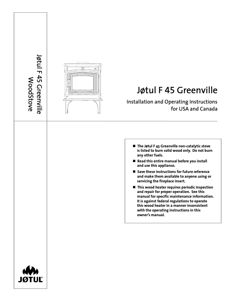 Image de la première page du manuel de l'appareil F 45 Greenville