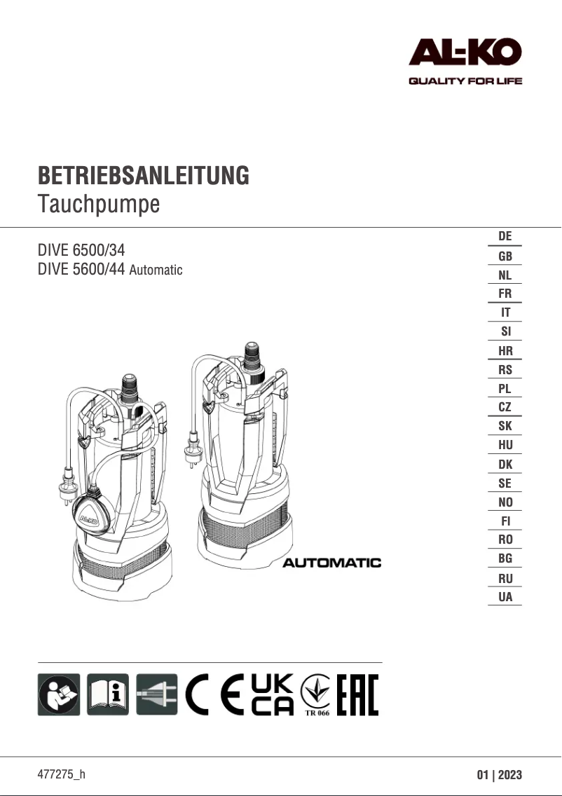Page n°1 - Manuel utilisateur AL-KO Dive 5600/44