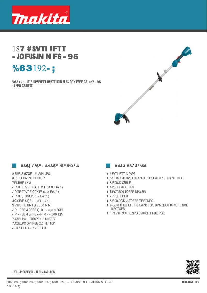 Page 1 de la notice Fiche technique Makita DUR192LZ