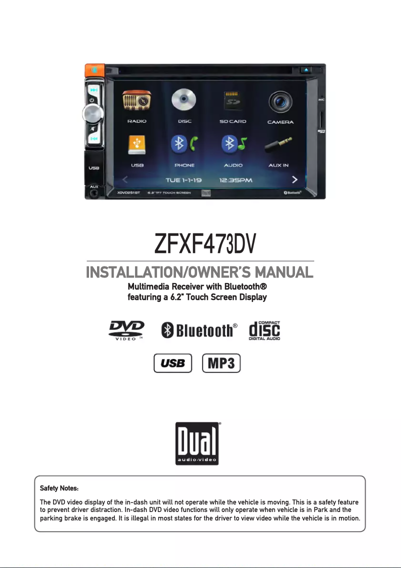 Image de la première page du manuel de l'appareil XDVD251BT
