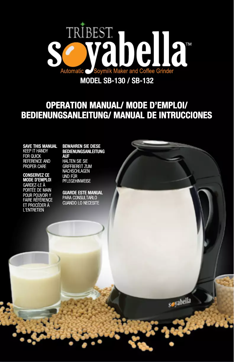 Image de la première page du manuel de l'appareil Soyabella SB-130