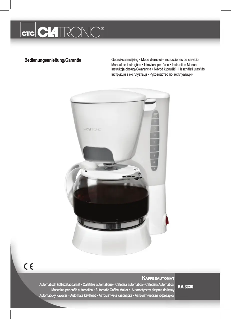 Page 1 de la notice Manuel utilisateur Clatronic KA 3330
