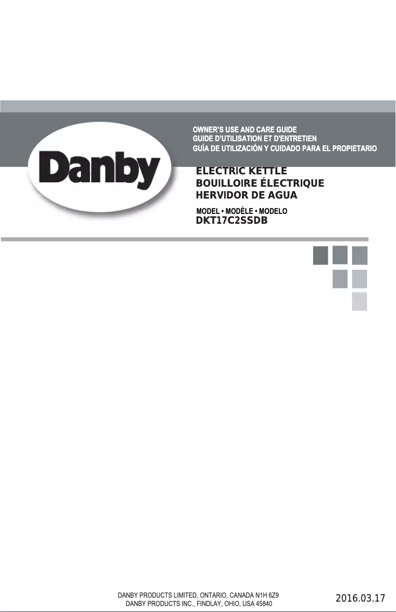 Page n°1 - Manuel utilisateur Danby DKT17C2SSDB