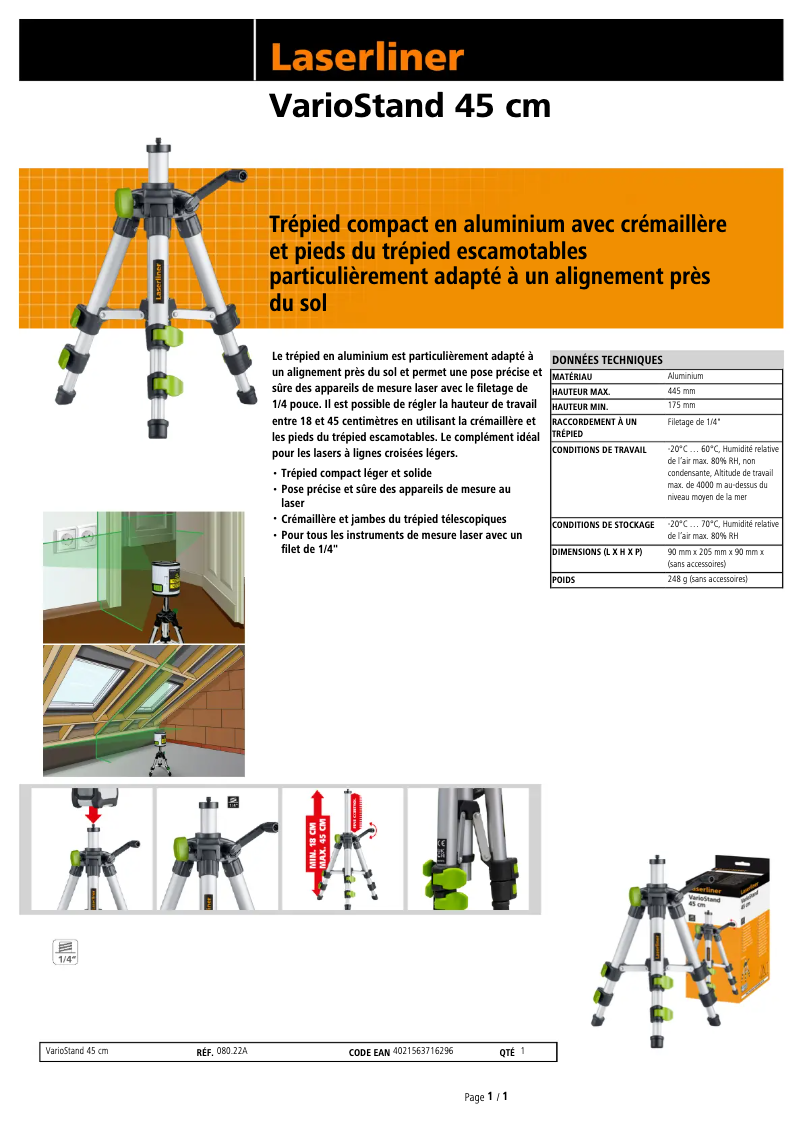 Page n°1 - Manuel utilisateur Laserliner VarioStand