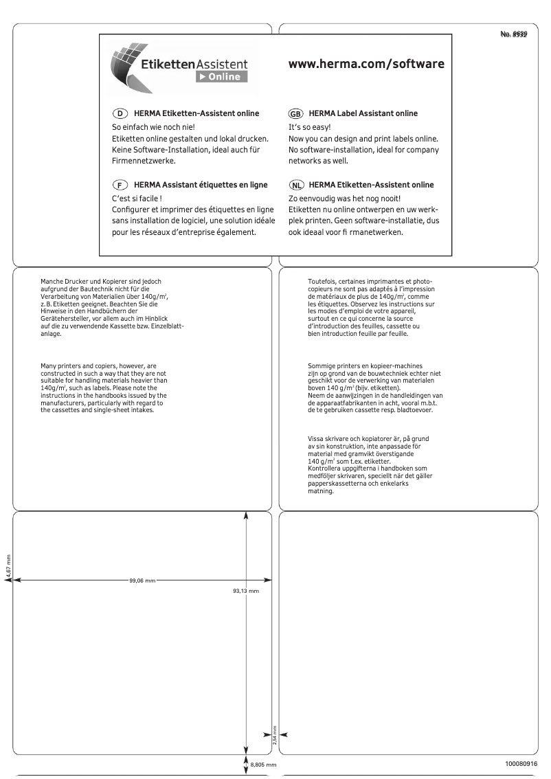 Página 1 del manual Manual de usuario Herma 8332