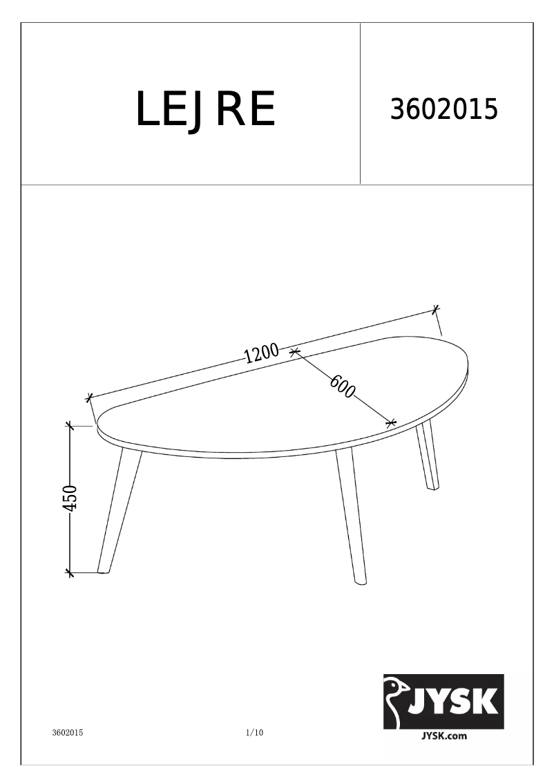 Página 1 del manual Manual de usuario JYSK Lejre