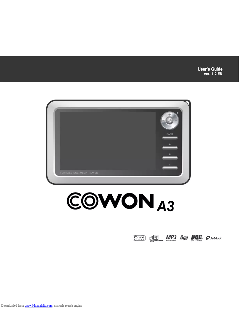 Page n°1 - Manuel utilisateur Cowon A3