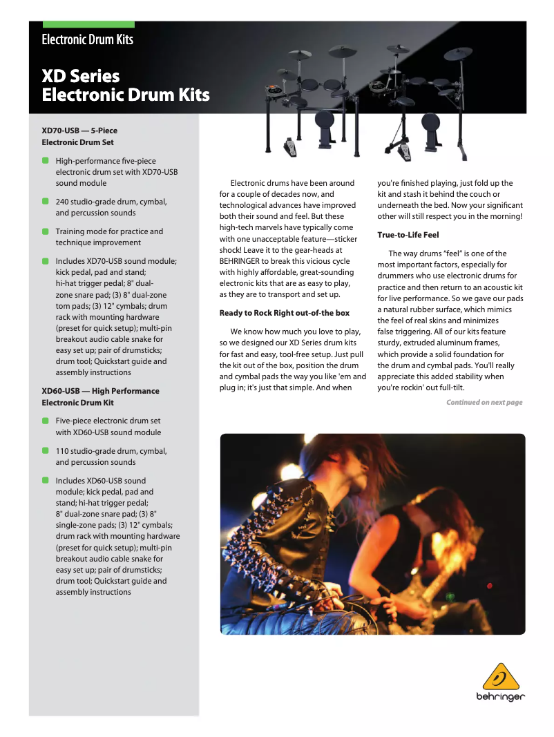 Page 1 de la notice Brochure Behringer XD8USB