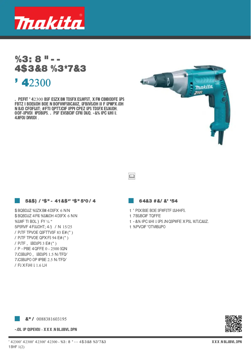 Page 1 de la notice Fiche technique Makita FS2300