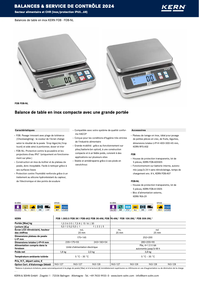 Page 1 de la notice Brochure Kern FOB 7K-4NL