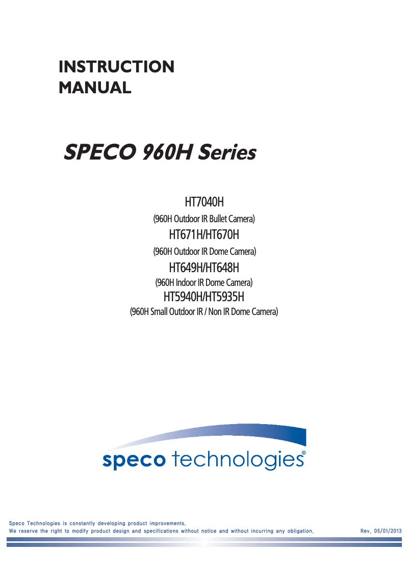 Page 1 de la notice Manuel utilisateur Speco Technologies HT671H