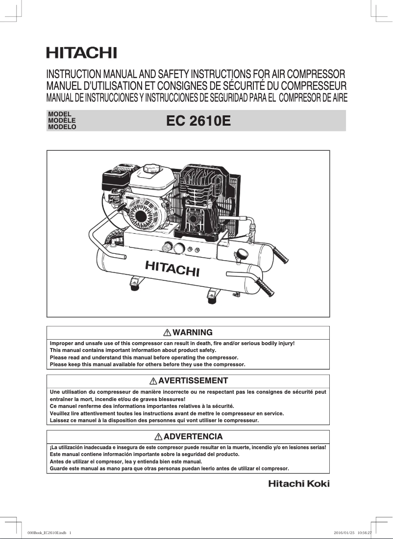 Page n°1 - Manuel utilisateur Hitachi EC2610E
