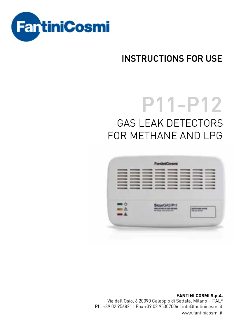 Page 1 de la notice Manuel utilisateur Fantini Cosmi Sicurgas P11