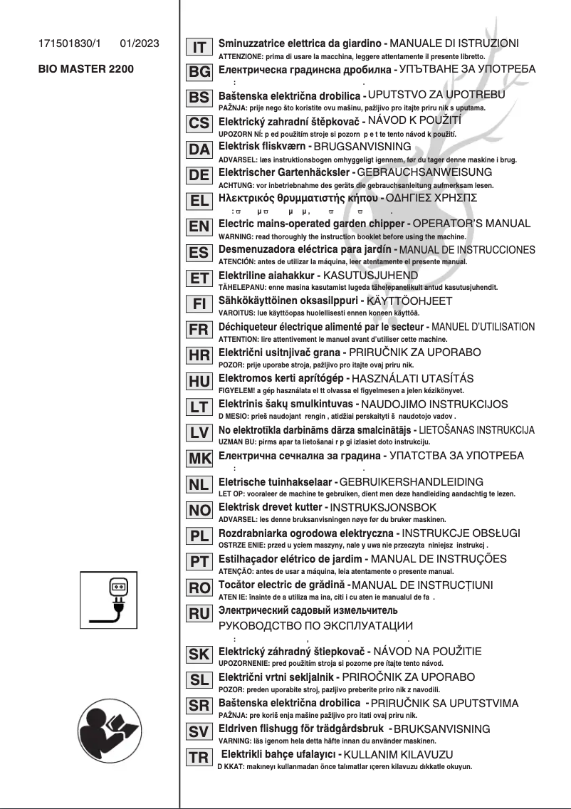 Page 1 de la notice Manuel utilisateur Stiga Bio Master 2200