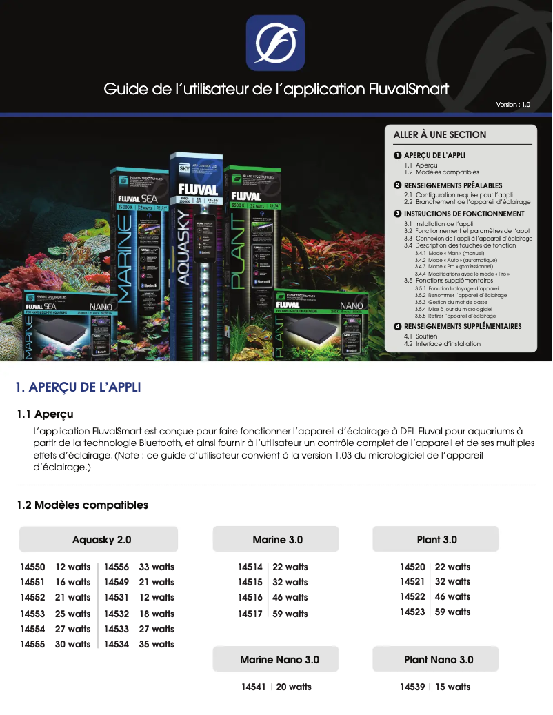 Page n°1 - Manuel utilisateur Fluval Plant 3.0
