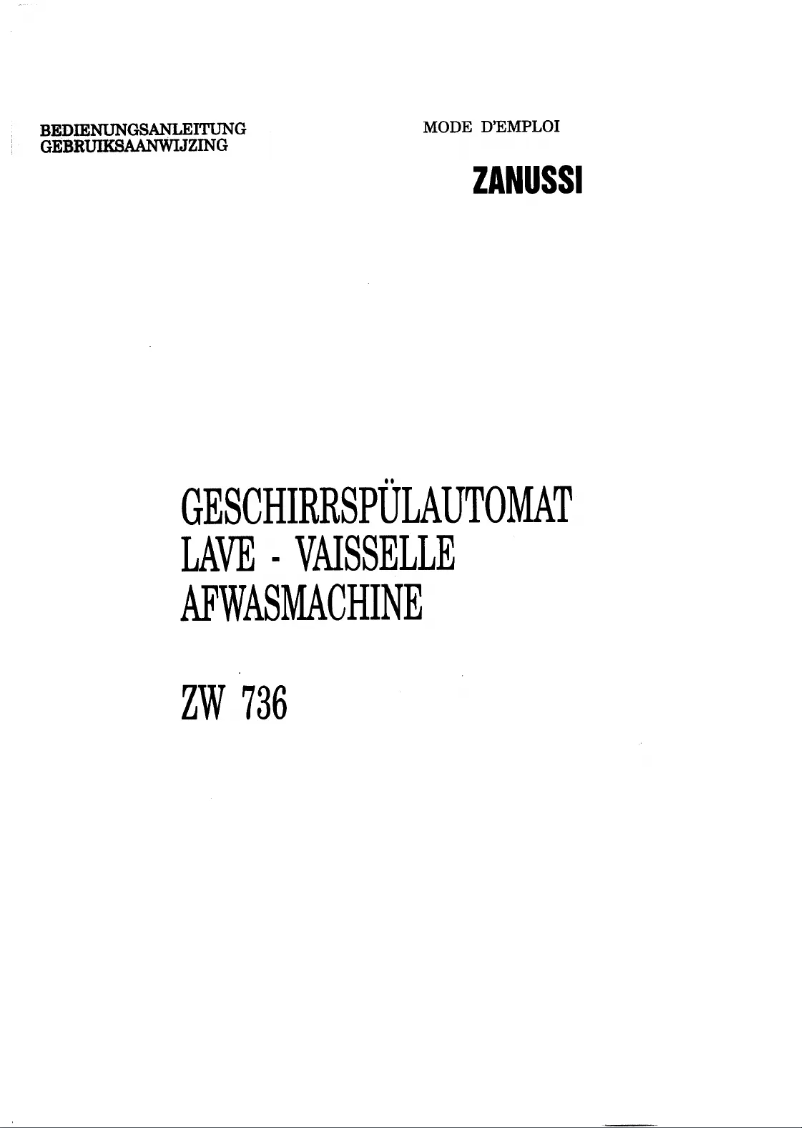 Image de la première page du manuel de l'appareil ZW 736