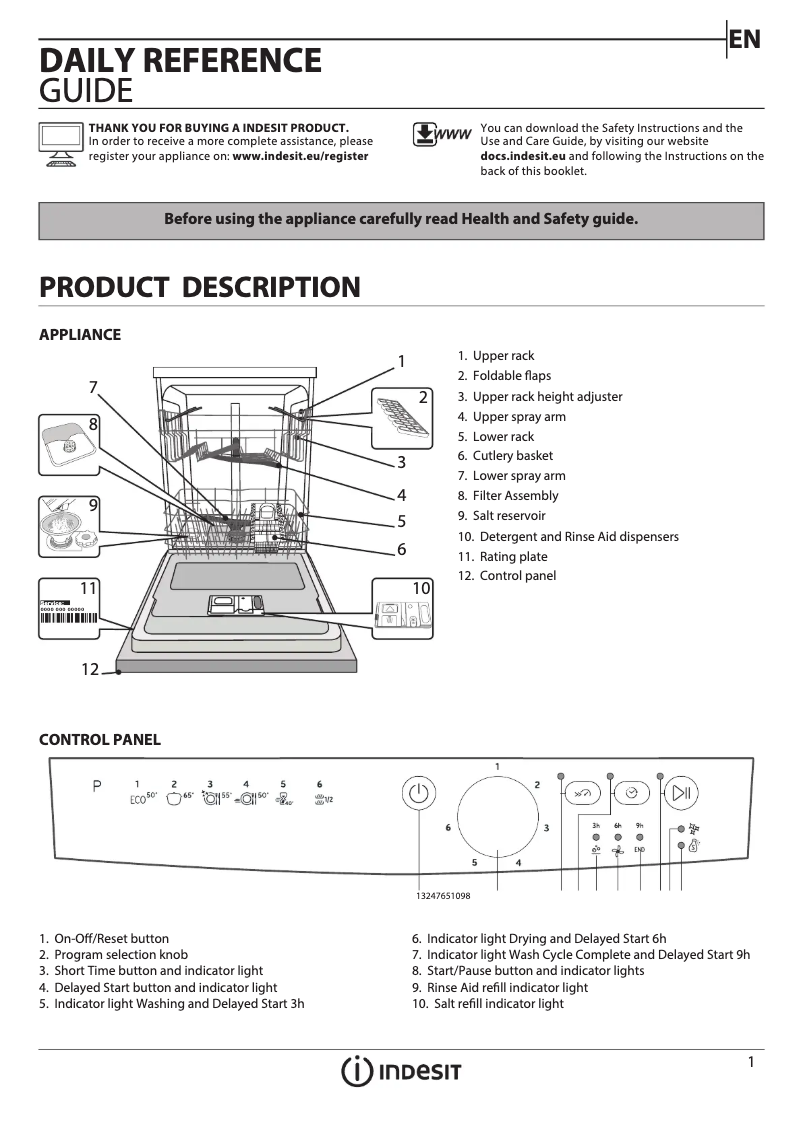 Página 1 del manual Manual de usuario Indesit DFG 26B1 S UK