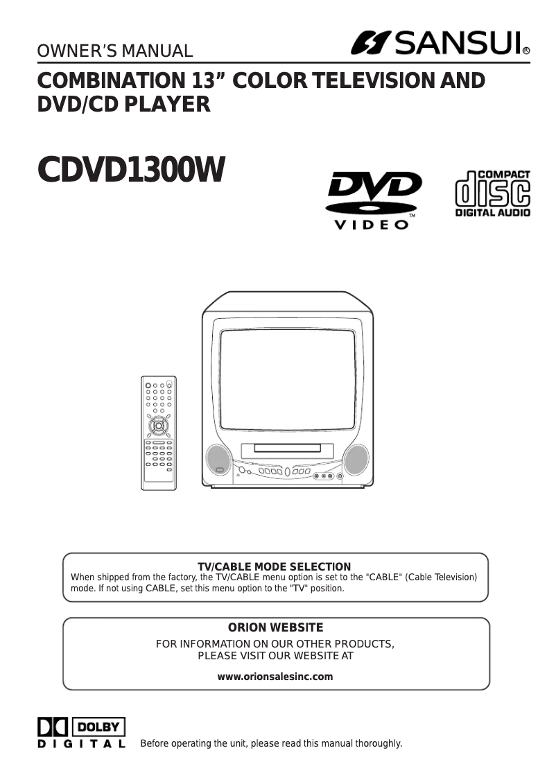 Image de la première page du manuel de l'appareil CDVD1300W