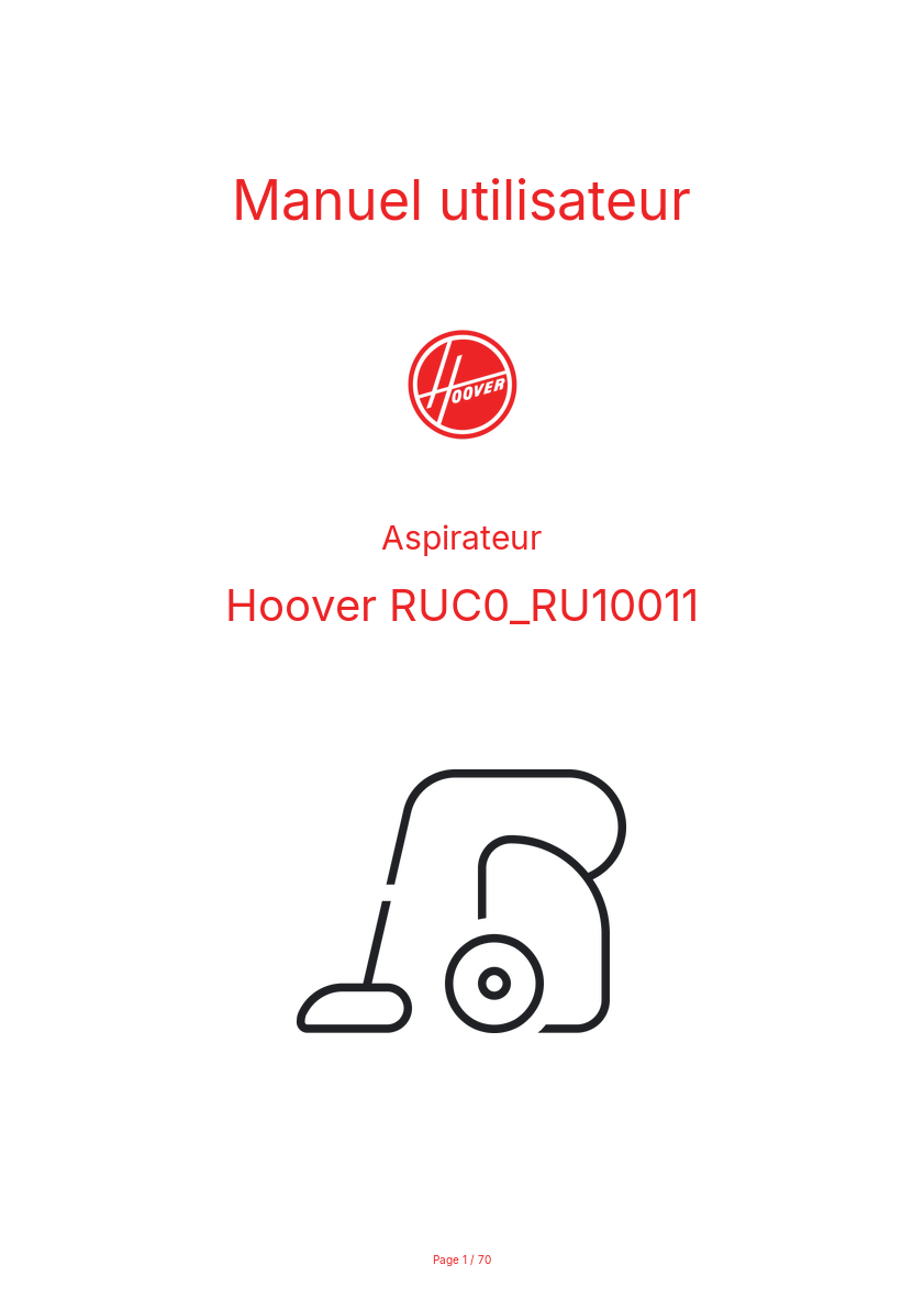 Page n°1 - Manuel utilisateur Hoover RUC0_RU10011