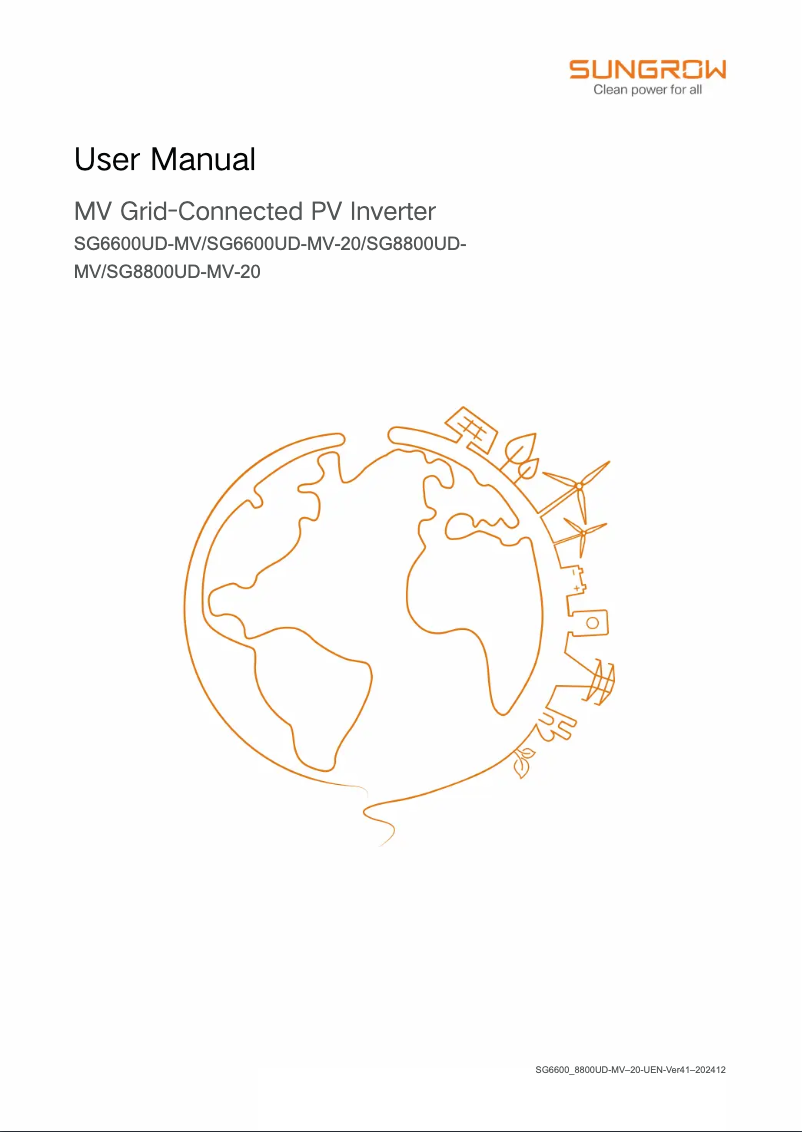 Page 1 de la notice Manuel utilisateur Sungrow SG8800UD-MV-20