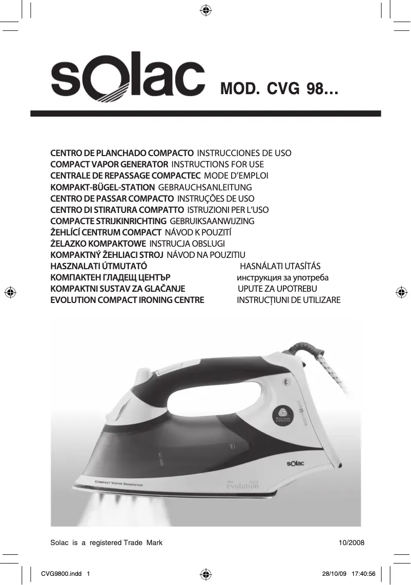 Image de la première page du manuel de l'appareil CVG9805