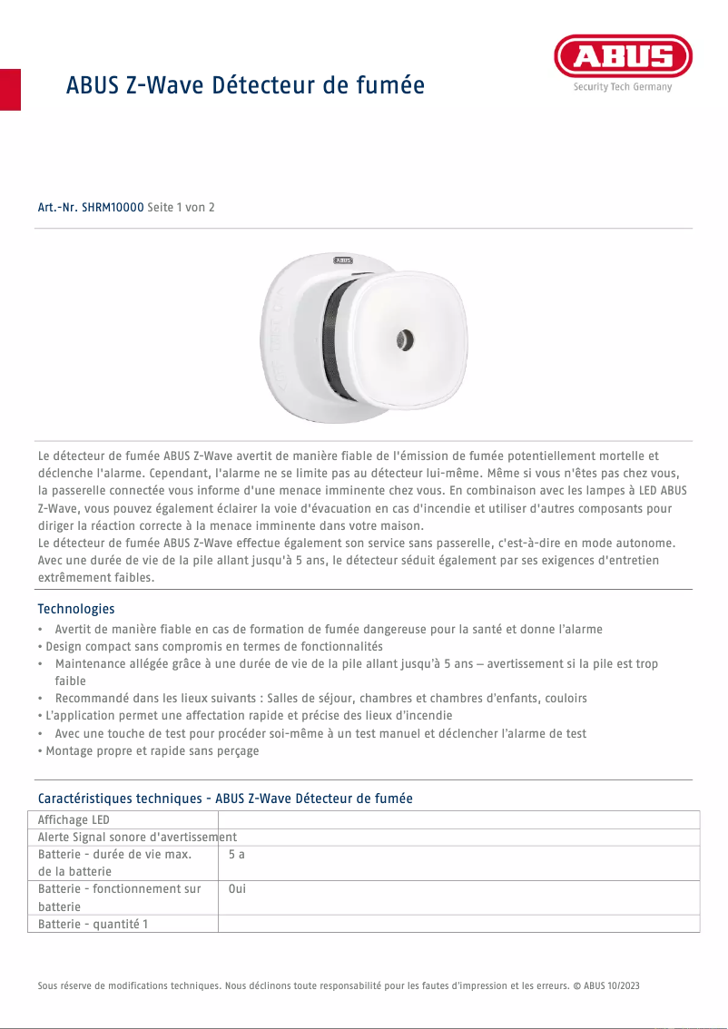 Image de la première page du manuel de l'appareil SHRM10000