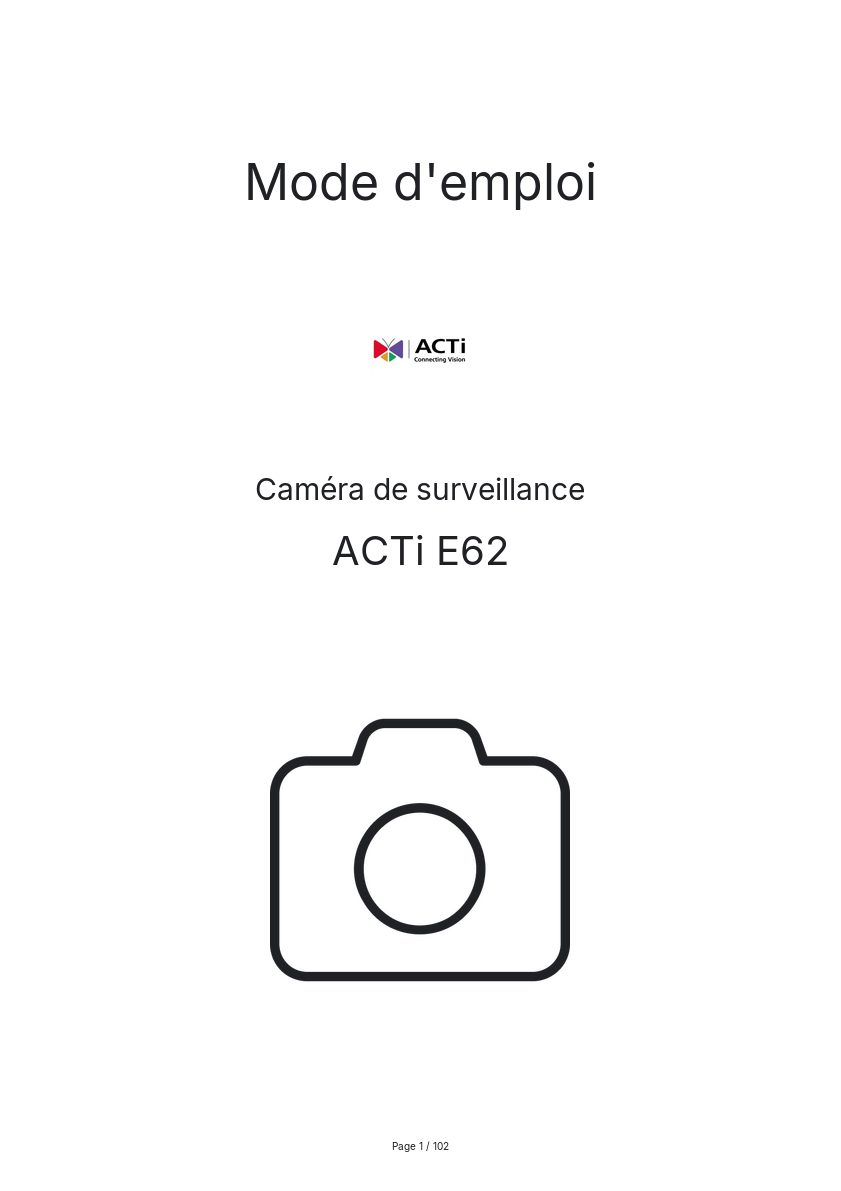 Page n°1 - Mode d'emploi ACTi E62