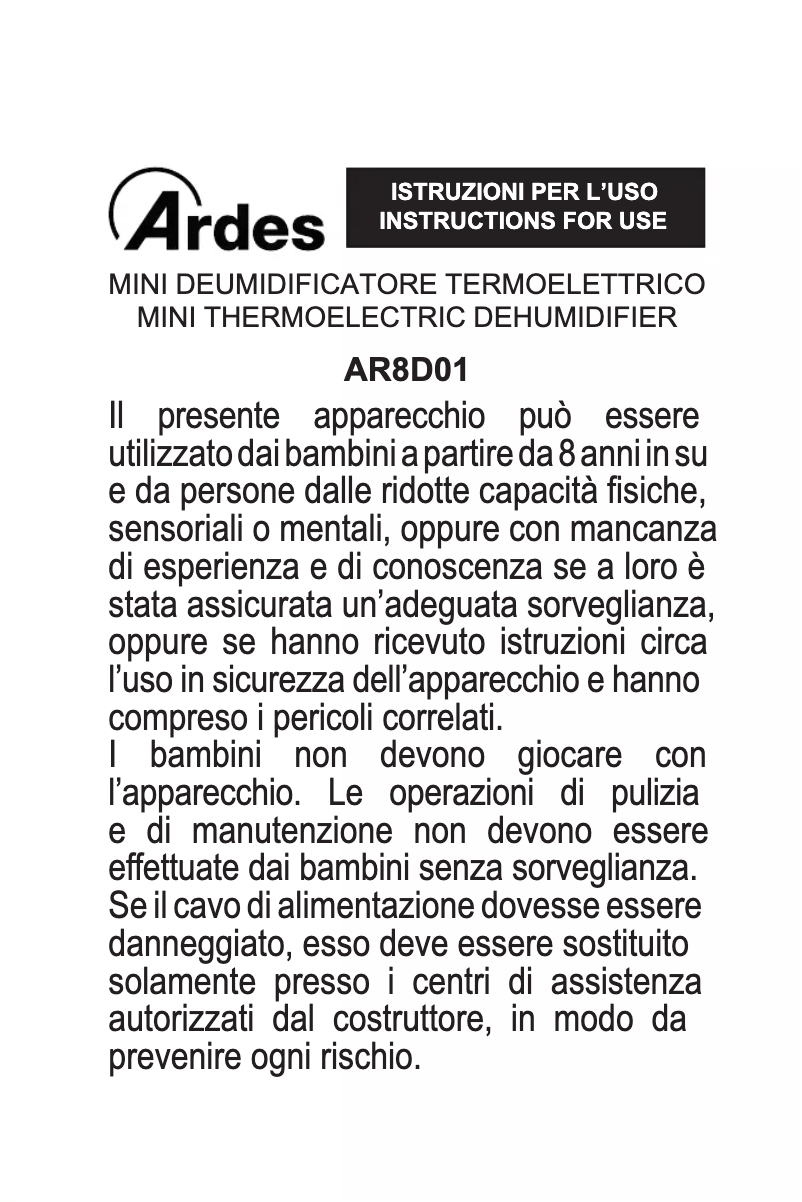 Página 1 del manual Manual de usuario Ardes AR8D01