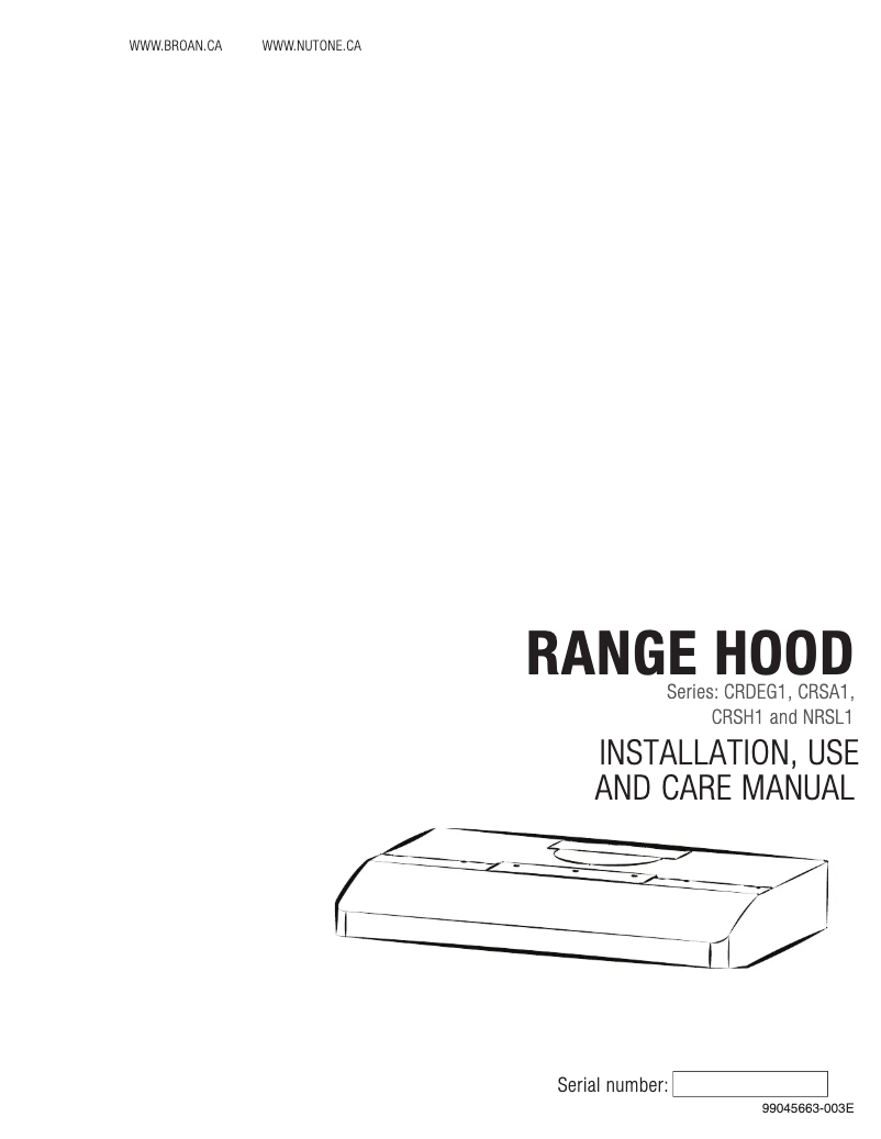 Page 1 de la notice Guide d'installation NuTone NRSL130WH