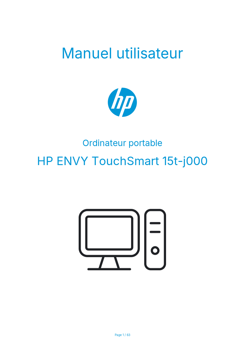 Image de la première page du manuel de l'appareil ENVY TouchSmart 15t-j000