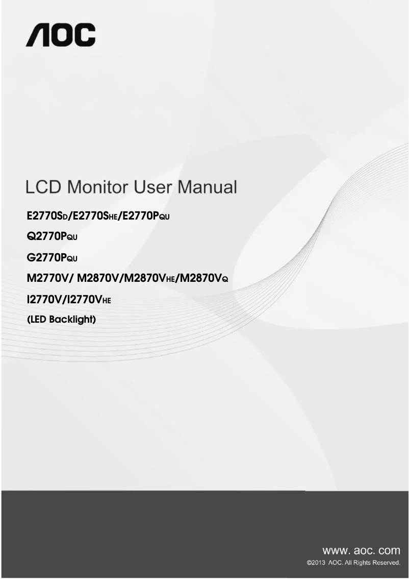 Page 1 de la notice Manuel utilisateur AOC G2770PQU