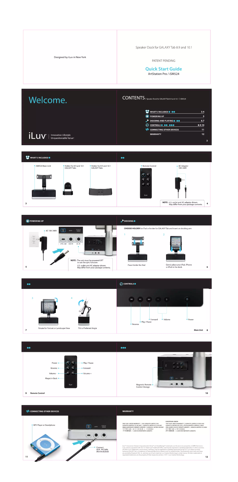 Page 1 de la notice Manuel utilisateur iLuv ArtStation Pro