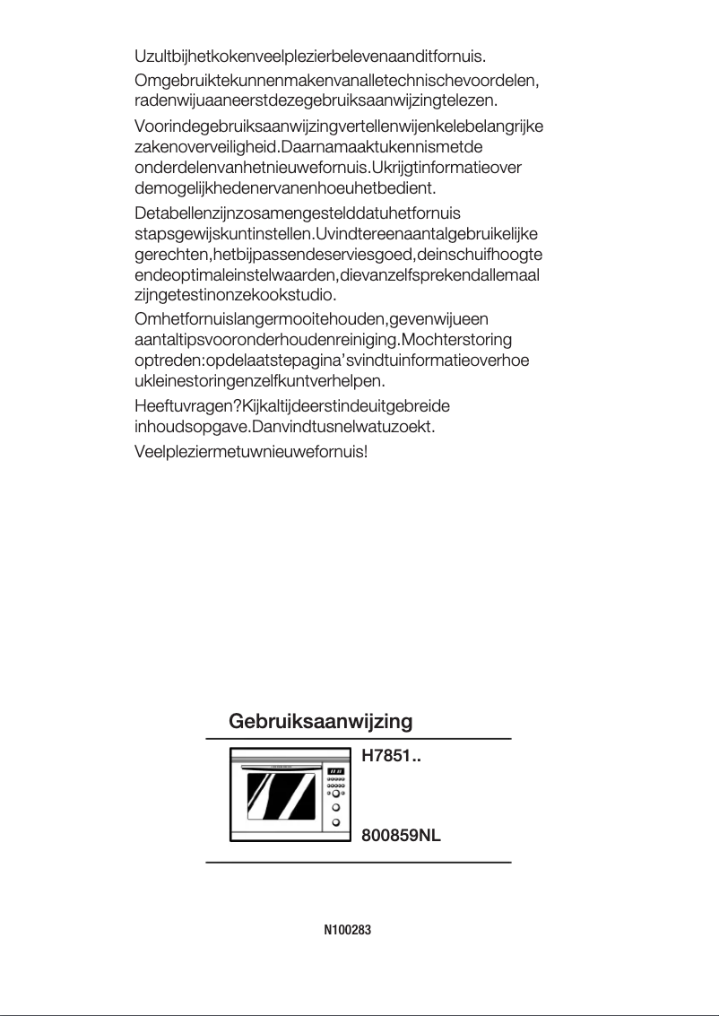 Page 1 de la notice Manuel utilisateur Neff H7851S2