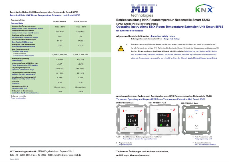 Page 1 de la notice Manuel utilisateur MDT SCN-RTN55S.01