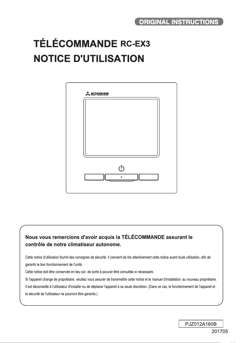 Page 1 de la notice Manuel utilisateur Mitsubishi RC-EX3