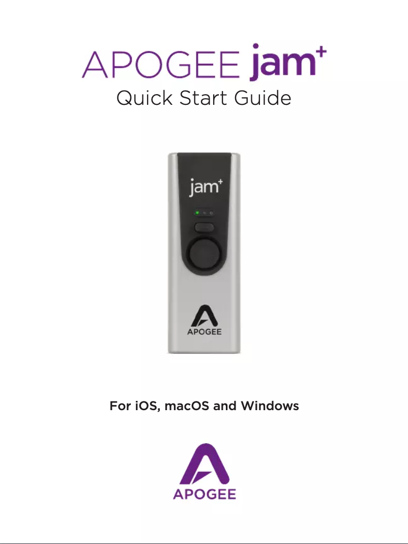 Page n°1 - Manuel utilisateur Apogee JAM+