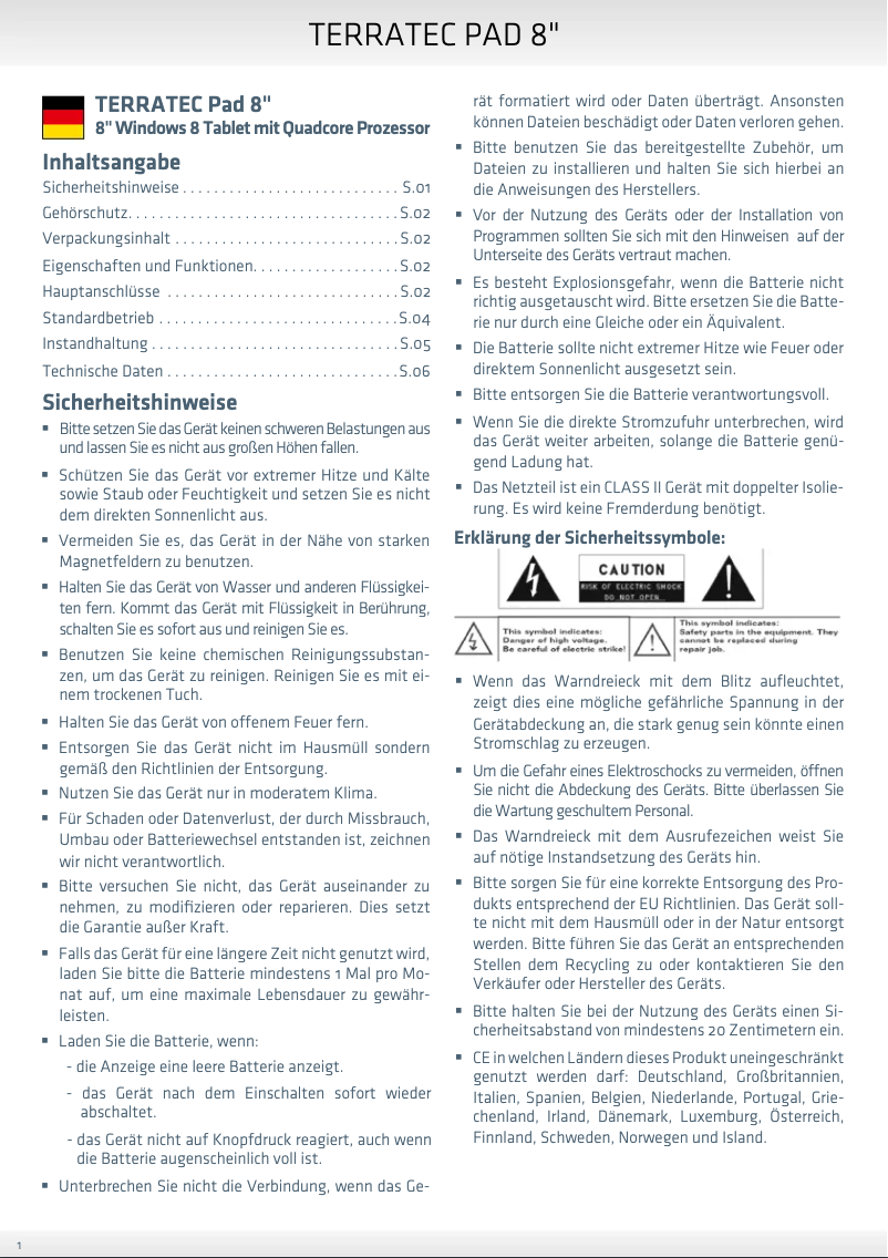 Imagen de la primera página del manual del dispositivo Pad 8