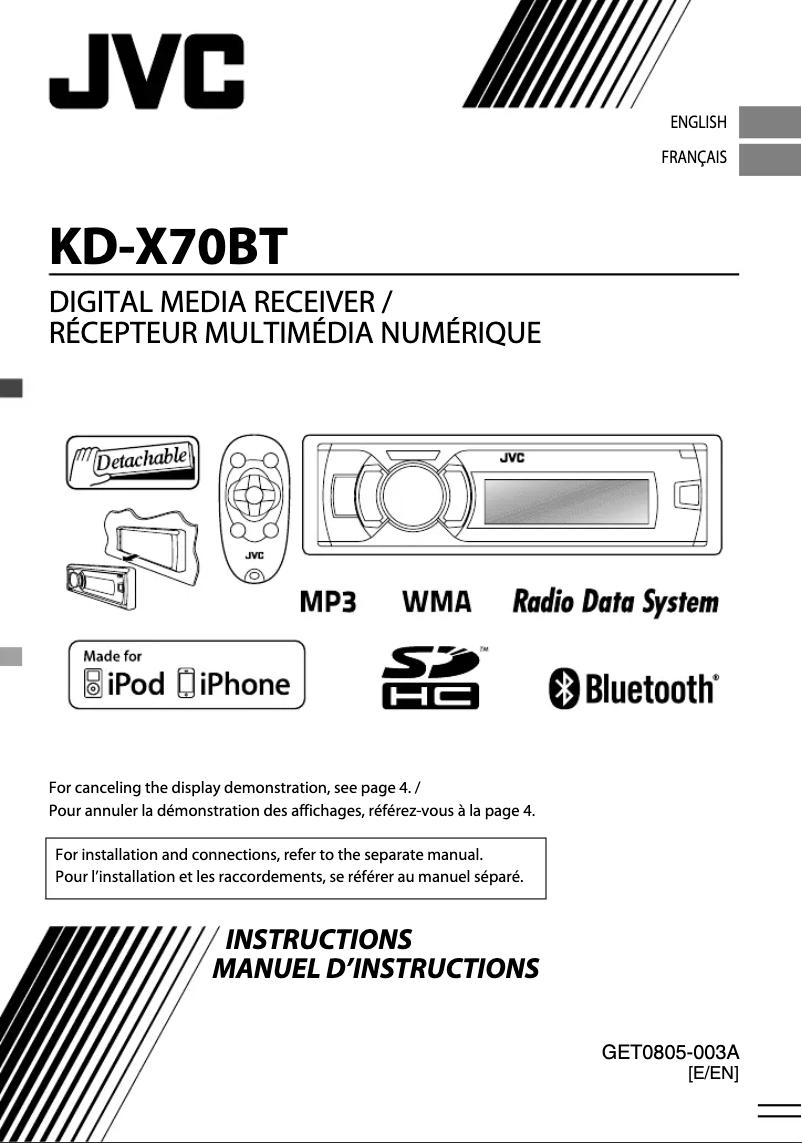 Page 1 de la notice Manuel utilisateur JVC KD-X70BT