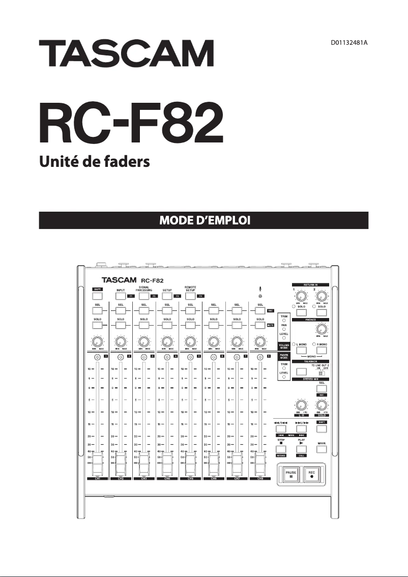 Image de la première page du manuel de l'appareil RC-F82