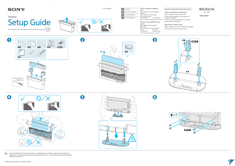 Page 1 de la notice Guide d'installation Sony Bravia OLED XBR-48A9S