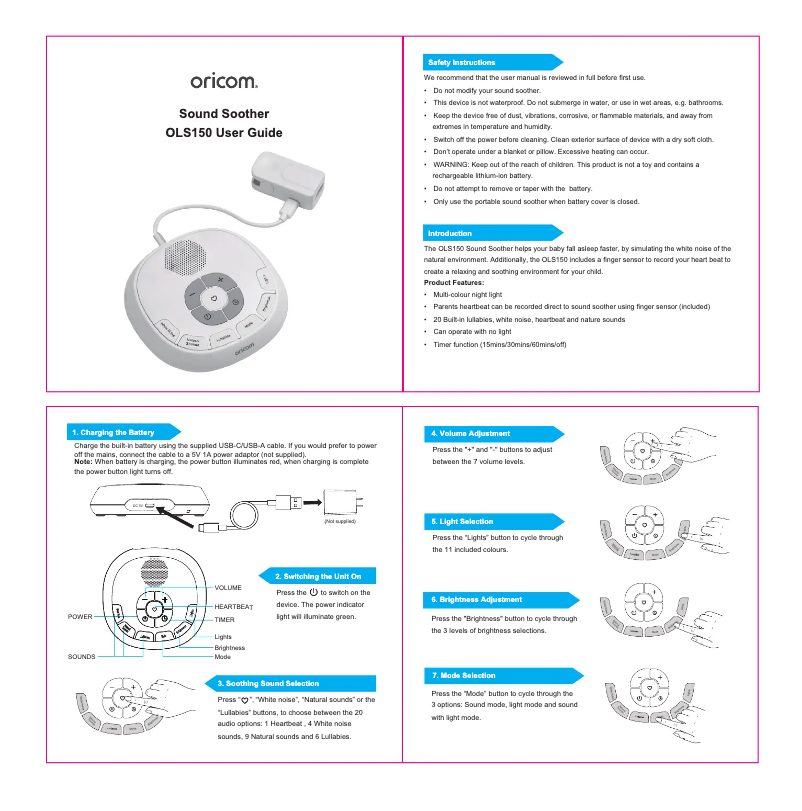 Page n°1 - Manuel utilisateur Oricom OLS150