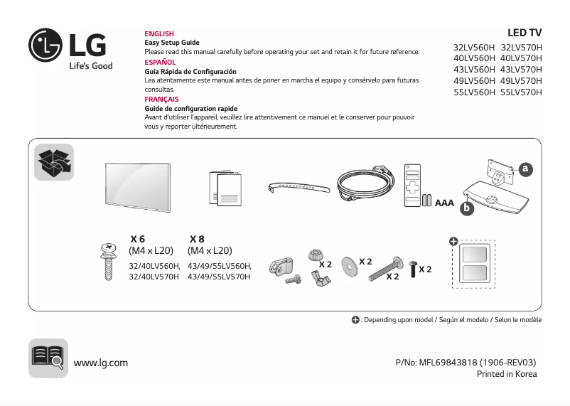 Image de la première page du manuel de l'appareil 43LV560HLA